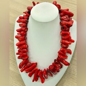 Huge Rare Genuine Oxblood Branch Coral Necklace 266g Statement Choker 16” Chunky